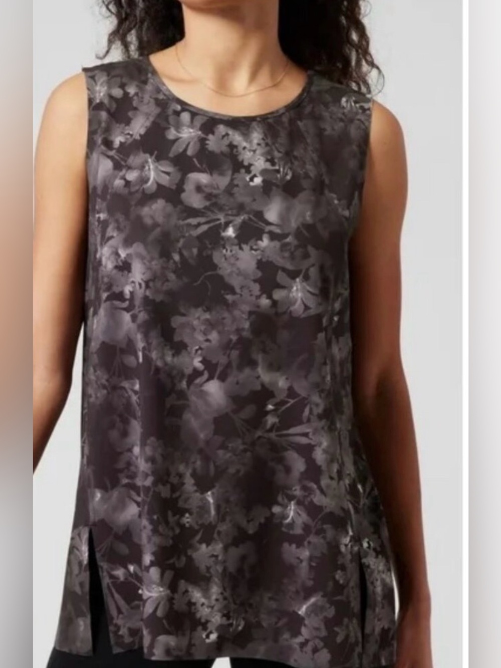 Athleta Charcoal Floral Sleeveless Tunic
